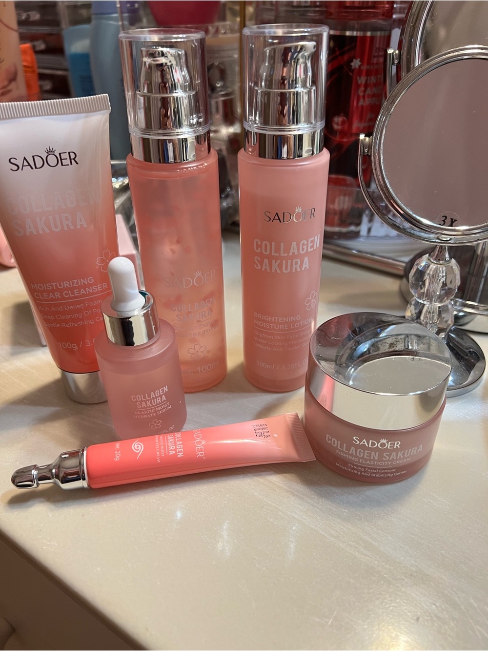 SADOER Collagen Sakura 6 pcs Skincare Set - Pink